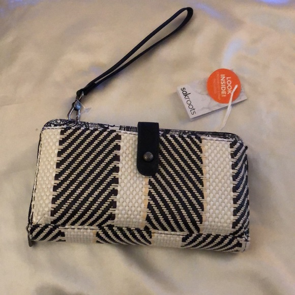 sakroots Woven Large Smart Phone Crossbody Bag Black & White Soulful Desert NWT - Picture 13 of 16